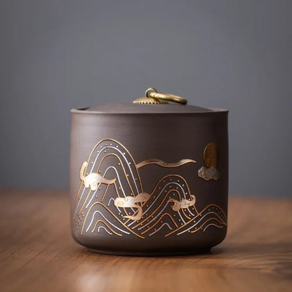 Chinese Ceramic Storage Jar, Purple Clay, Tea Jar, Home Candy Nut Sealed Box