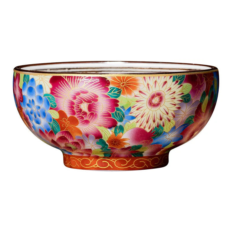 Enamel Gold Tea Cup Chinese Style Tea Set Master Cup Kung Fu Tea Set Ceramic Cup