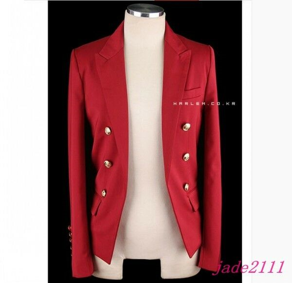 Punk Rock Mens Double-breasted Korean Blazer Suit Outwear Coat Party New Jacket
