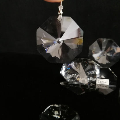 5Pcs 50mm Hanging Pendant Octagon Bead Crystal Chandelier Glass Suncatcher Prism