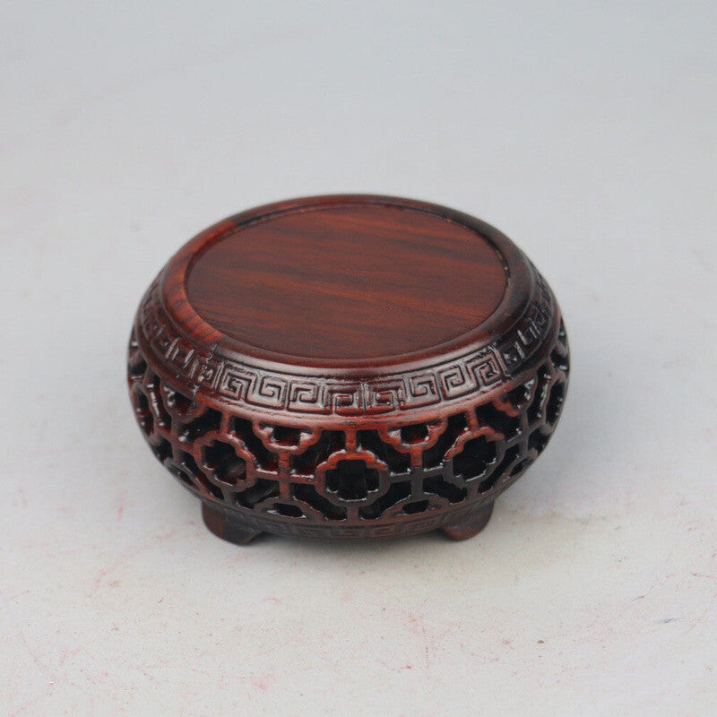 8cm Chinese Rosewood Carved Nice Drum Style Stand Display
