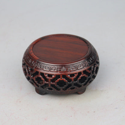 8cm Chinese Rosewood Carved Nice Drum Style Stand Display