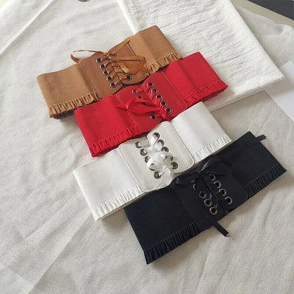 Women Wide Belt Canvas Fashion Dress Corset Waistband Elastic Cummerbund 60-80cm