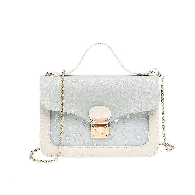 Cover Lock Small Square Purse Sequined Star Print Artificial Leather 21*13*4.5CM
