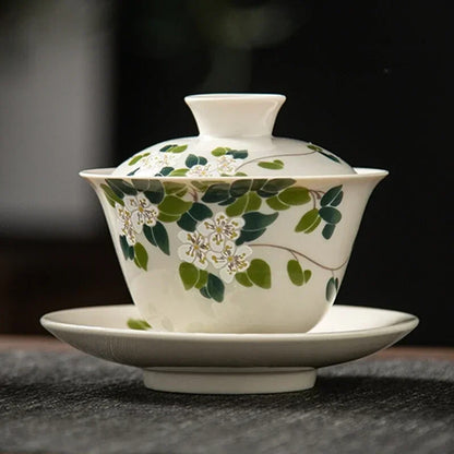 Japanese Grass Grey Ceramic Cover Bowl Tai Li Bowl Tea Has A Cover Bowl 175ml