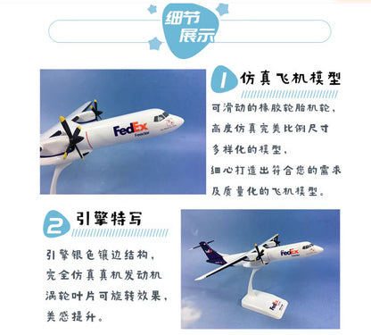 28CM 1:100 Risesoon FedEx ATR72-200 Airplane ABS Plastic Aircraft Plane Model