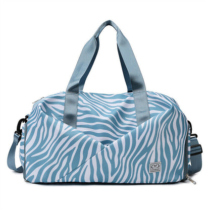 Zebra-stripe Travel Bag Folding Travel Luggage Duffle Shoulder Bags Women Sports