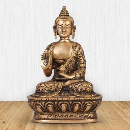 Brass Lord Blessing Gautam Buddha Idol Statue Figurine Home Decor