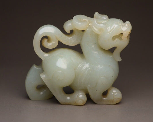 Old Beijing Chinese Hetian Jade Carving Beast Statues Unique Wonderful Art Rare