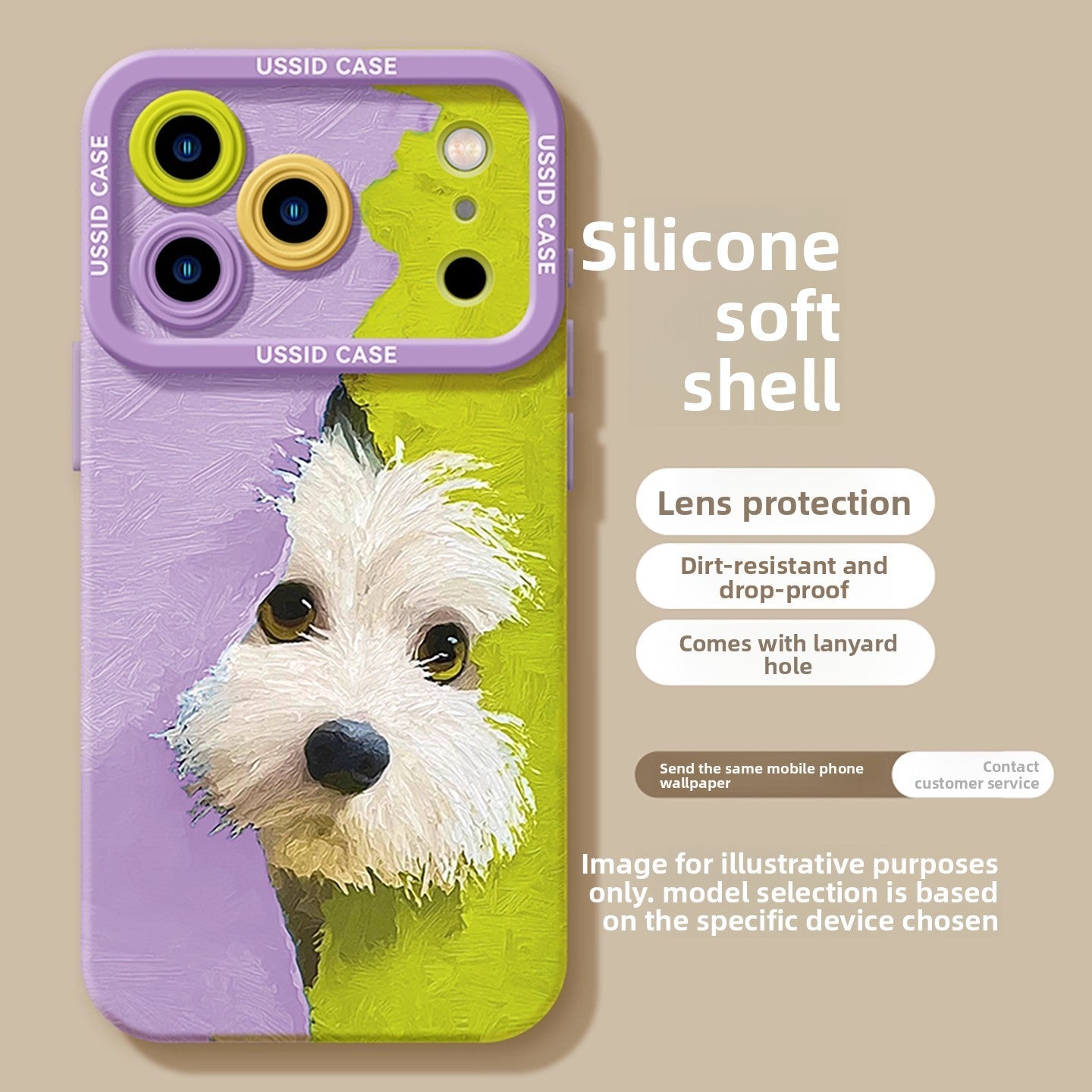Cute Green Puppy Cartoon Phone Case with Lanyard for iPhone 17 Pro Max /16/15/14