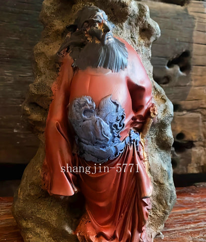8.3" Color Stone Zhong Kui Statue Figurine Ghost Devil Demon Catcher Killer Deco