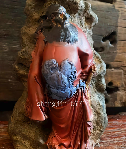 8.3" Color Stone Zhong Kui Statue Figurine Ghost Devil Demon Catcher Killer Deco