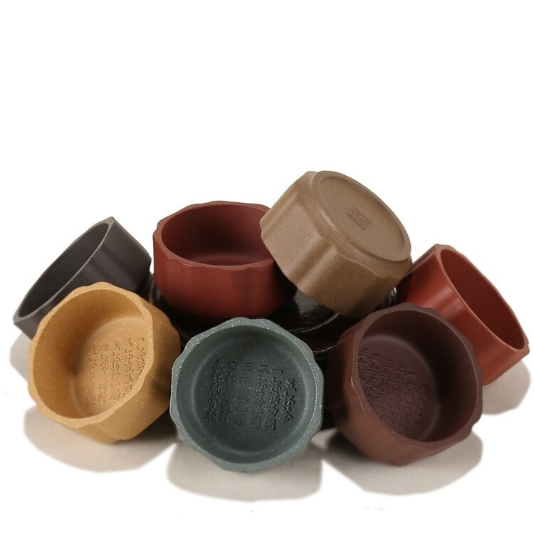 One Tea Cup Handmade Chinese Character Carved Real Yixing Zisha Purple Clay 50ml