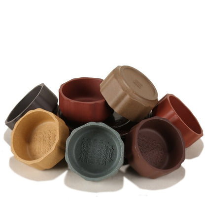 One Tea Cup Handmade Chinese Character Carved Real Yixing Zisha Purple Clay 50ml