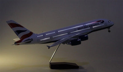 46CM BRITISH AIRWAYS AIRBUS A380 Airplane Led Sound-controlled Light Resin Model
