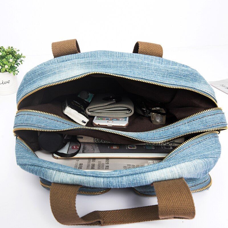 Casual Tote Bag Light/ Dark Blue Denim Handbag Jeans Shoulder Purse 27*15*22 CM