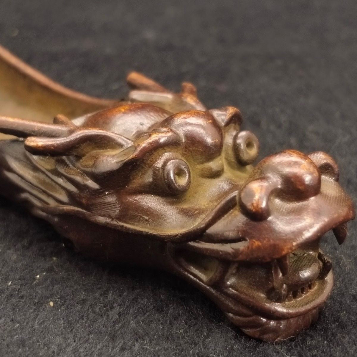 Retro China Antique Handicrafts Copper Alloy Dragon Teaspoon Tea Table Ornament