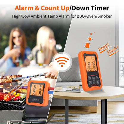 Wireless Remote Thermometer Probe BBQ Grill Kitchen Oven Food Cooking Smoke