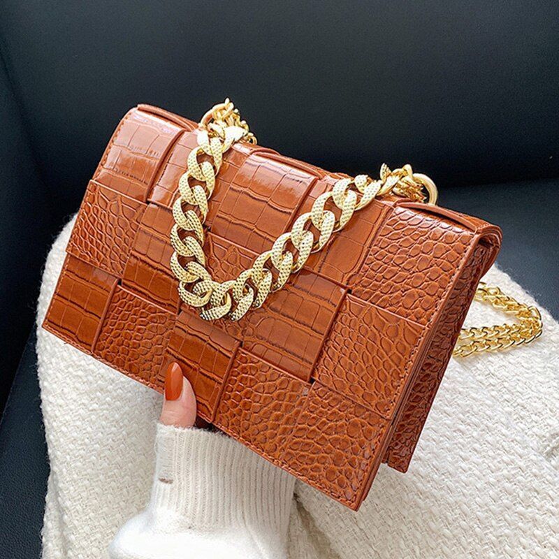 12 Colors Handbag Purse Alligator Pattern Shoulder Bag Women Chain Crossbody Bag