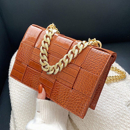 12 Colors Handbag Purse Alligator Pattern Shoulder Bag Women Chain Crossbody Bag