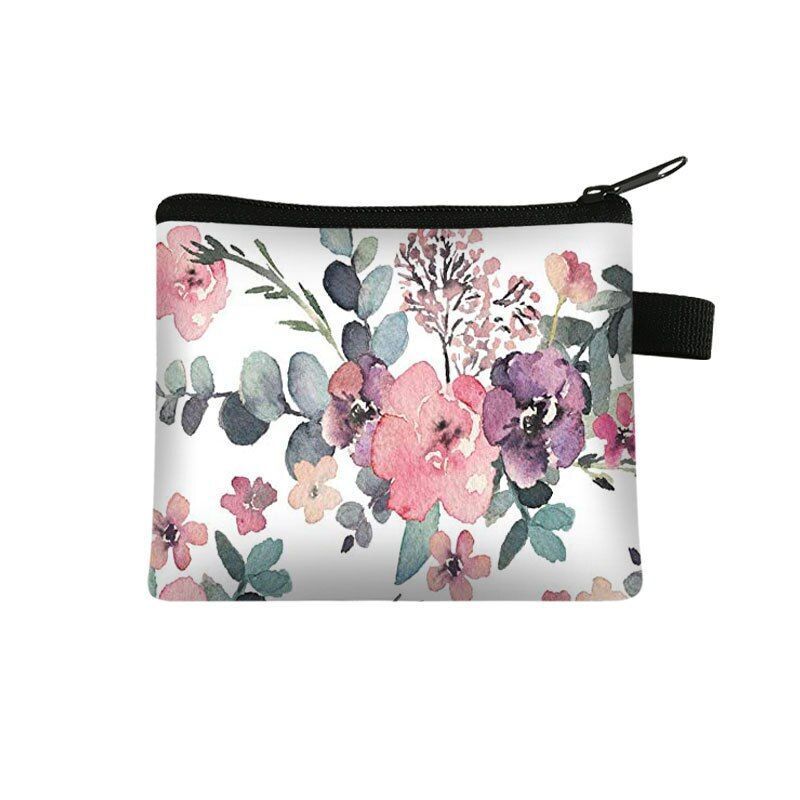 Floral Print 13.5*11 CM Cosmetic Bag Napkin Organizer Coin Card Lipstick Pouches