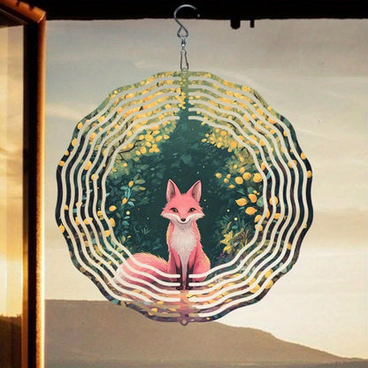 CIFbuy 3D Metal Wind Chime Rotating Fox Leaves Garden Patio Decor Gift