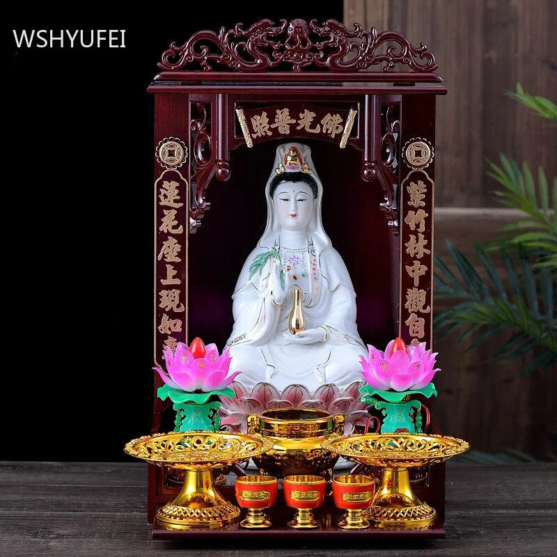 Ceramic Sitting Lotus Nanhai Guanyin Ornaments Buddha Statue Worship Tradition