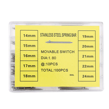 1Box Stainless Steel 14-24mm Watch Strap Spring Bars Pin Watchmaker Repair Tool