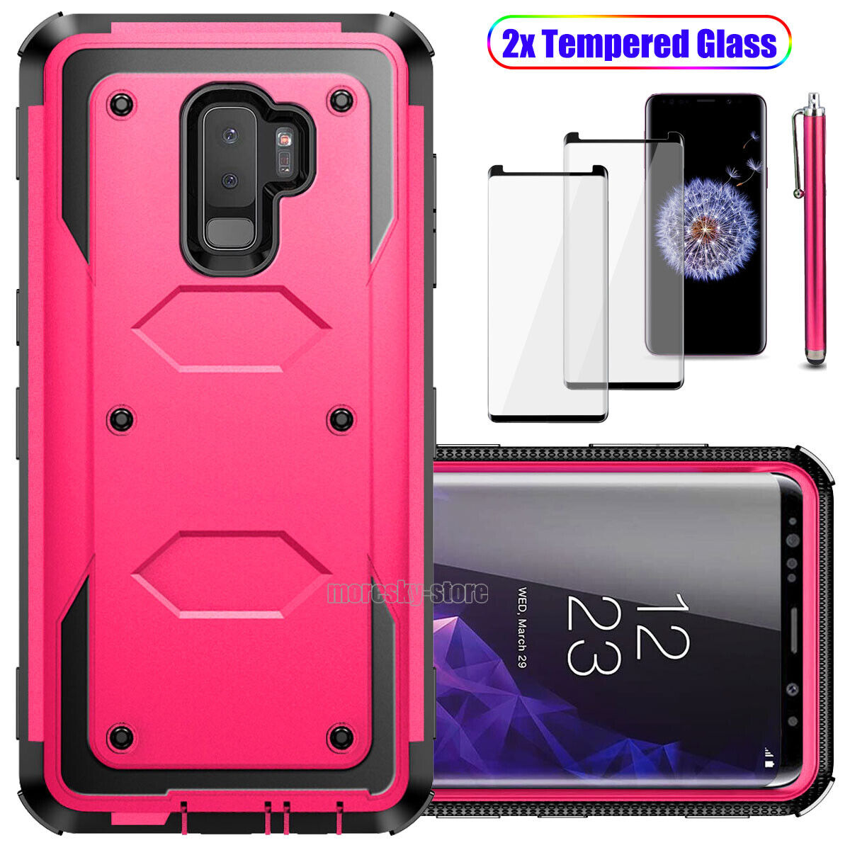 For Samsung Galaxy S9 /S9 Plus Case Impact Hard Cover / Tempered Glass Protector