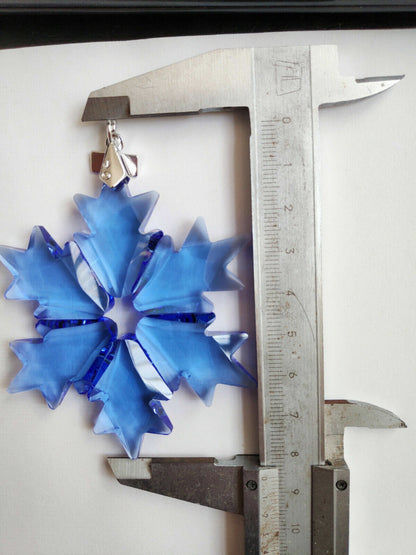 1PCS New Blue Crystal Snowflake Ornament Charm Pendant Party Decoration