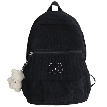 Corduroy Women Backpack Solid Color Female Student Travel Shoulder Bags School