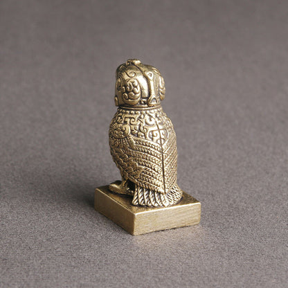 Collection of Copper Seal Handicrafts for Bird Statue Tabletop Ornaments