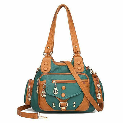 leather stitching shoulder bag bag elegant handbag women bag