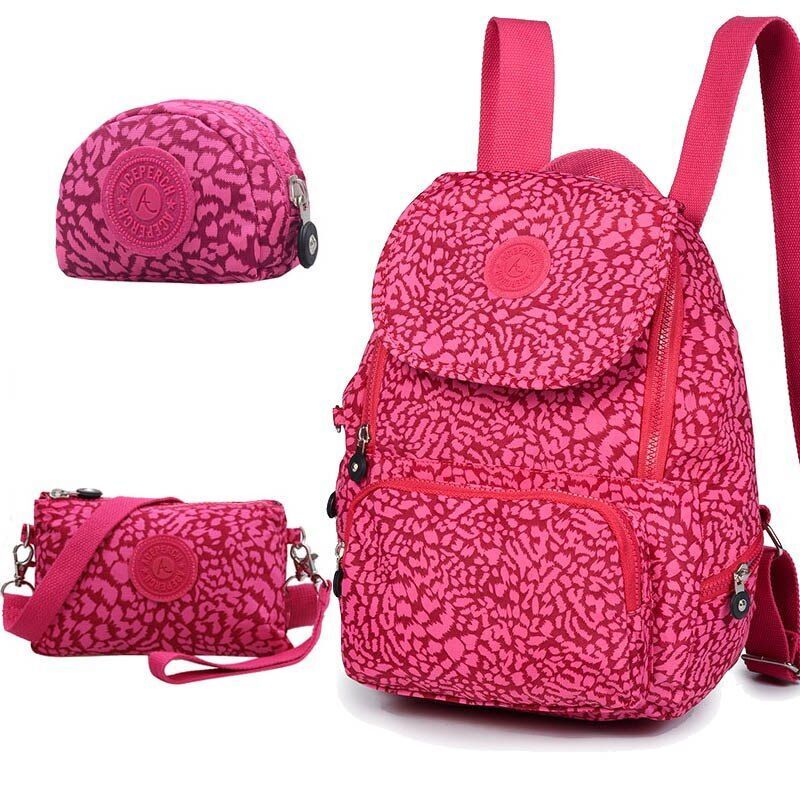 Women Backpack Waterproof Nylon Casual Traveling Bags Nylon 20-35 L Pink/Green