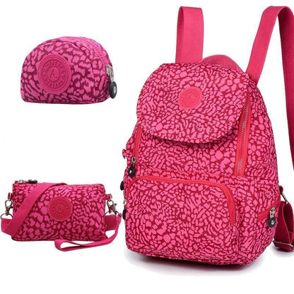 Women Backpack Waterproof Nylon Casual Traveling Bags Nylon 20-35 L Pink/Green