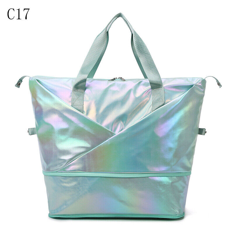 Pearlescent Folding Travel Shoulder Bag Waterproof Handbag Dry Wet Separation