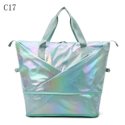 Pearlescent Folding Travel Shoulder Bag Waterproof Handbag Dry Wet Separation