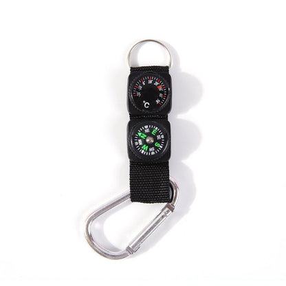 Outdoor Whistle Compass Thermometer Potable Keychain Key Ring Climbing Hiking