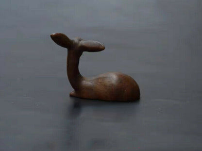 2" Chinese Little Deer Tea Pet Statue Collection Purple Copper Solid