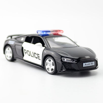 1/36 Audi R8 Police Car Model Metal Diecast Toy Vehicle Toys for Boys Kids Gifts