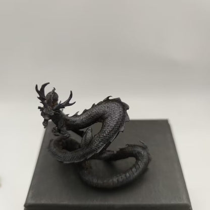 Solid Old Bronze Copper Statue Hand Carved Dragon
