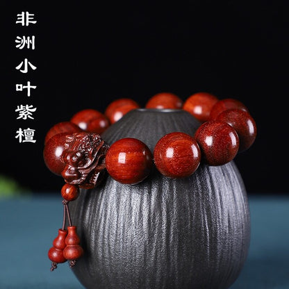 20MM Vintage Wooden Bracelet Dragon Head Beads Charm Bracelet Bangle Reiki