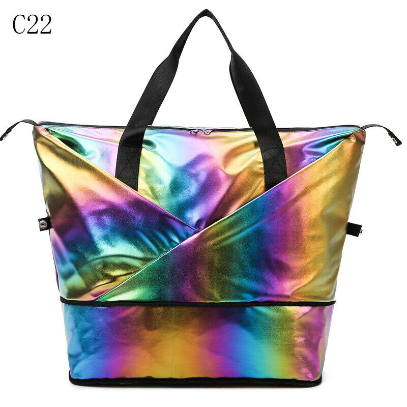 Pearlescent Folding Travel Shoulder Bag Waterproof Handbag Dry Wet Separation
