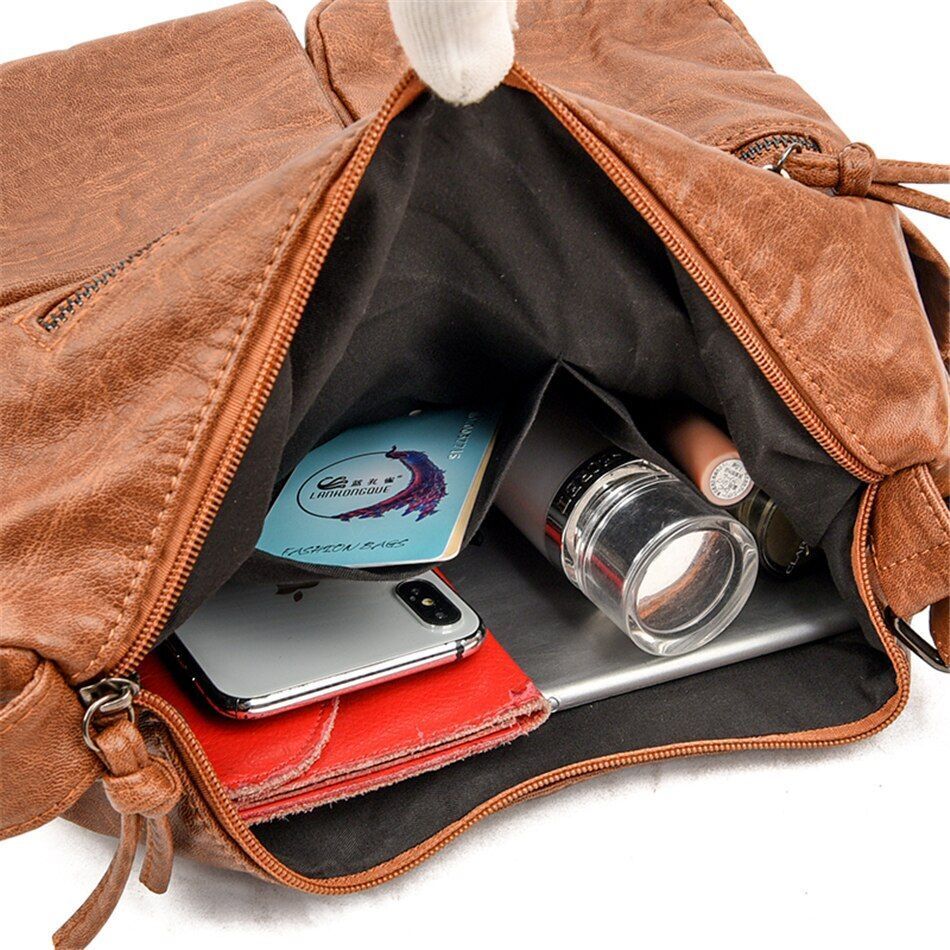Leather Handbag Women Bags Shoulder Crossbody Bags Polyester Purse Bucket Shape