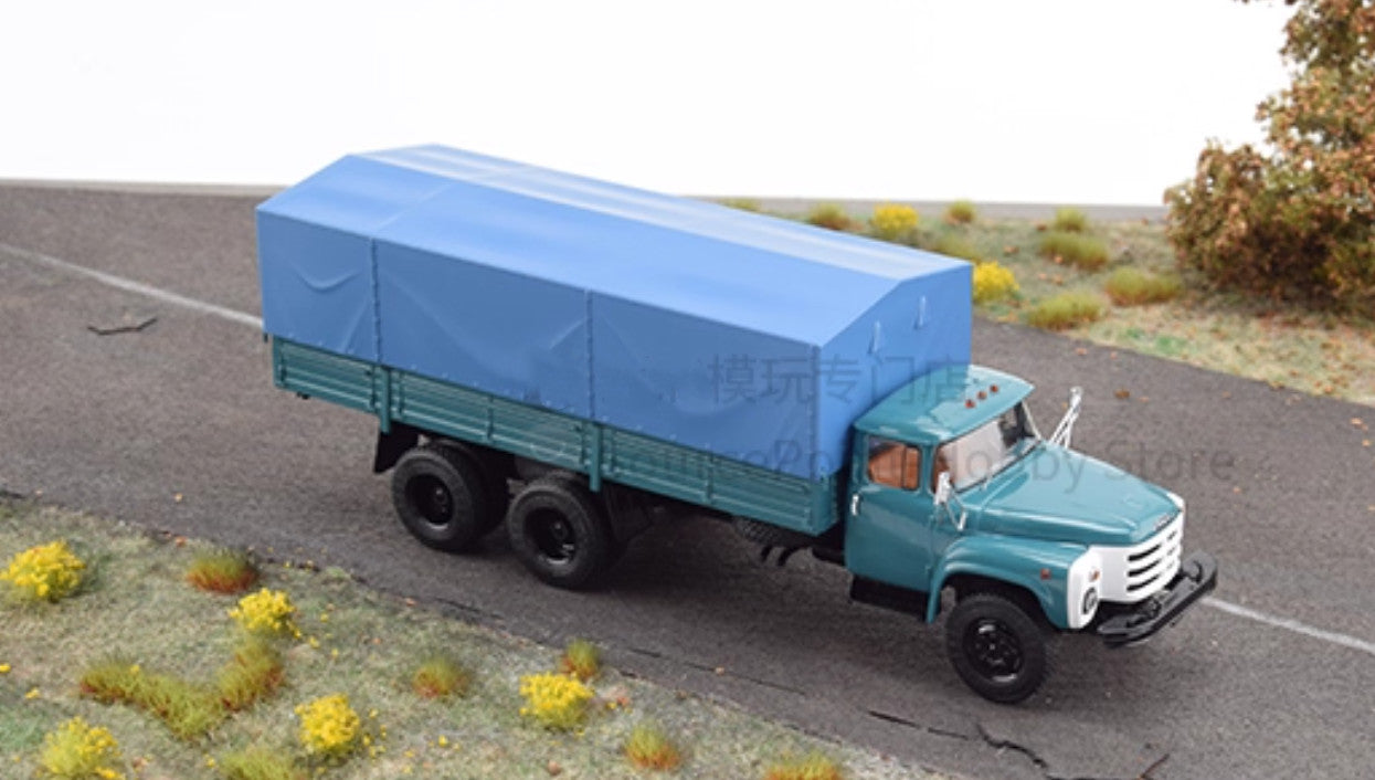 1:43 SSM ZIL-133GYA 3-axle Flatbet Truck &Cloak Construct Vehicle Diecast Model