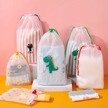 1pc Transparent Drawstring Makeup Bag Clothes Organizer Pouch Travel Cosmetic