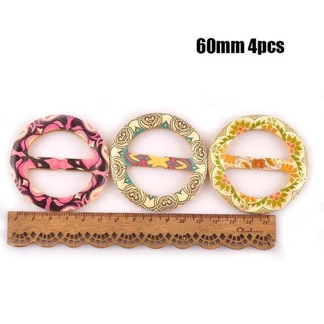 Wooden Round Ring Buckle Wood Windcoat Belt Buckles Garment Ornament Ac