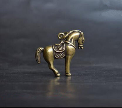 Classic China's archaize pure brass horse small statue Pendant