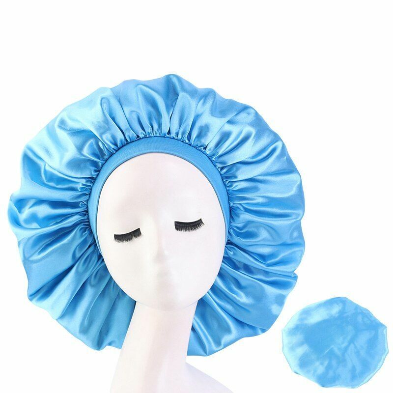 Sleep Night Cap Big Size Beauty Satin Silky Bonnet Head Cover Hat Curly Springy