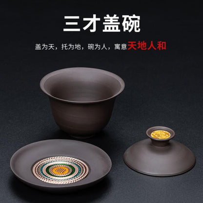 Purple Sands Gaiwan Tea Bowl Tea Cup 110ml 3.7oz Chinese Kungfu Tea Set